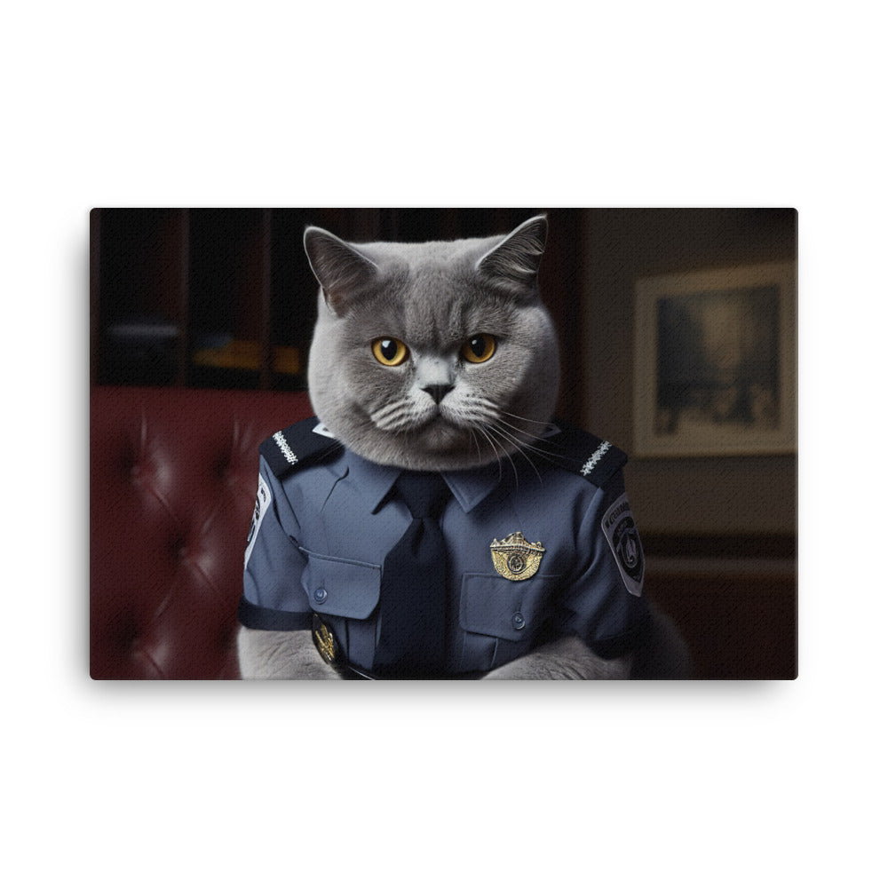 British Shorthair Security Officer Canvas - PosterfyAI.com