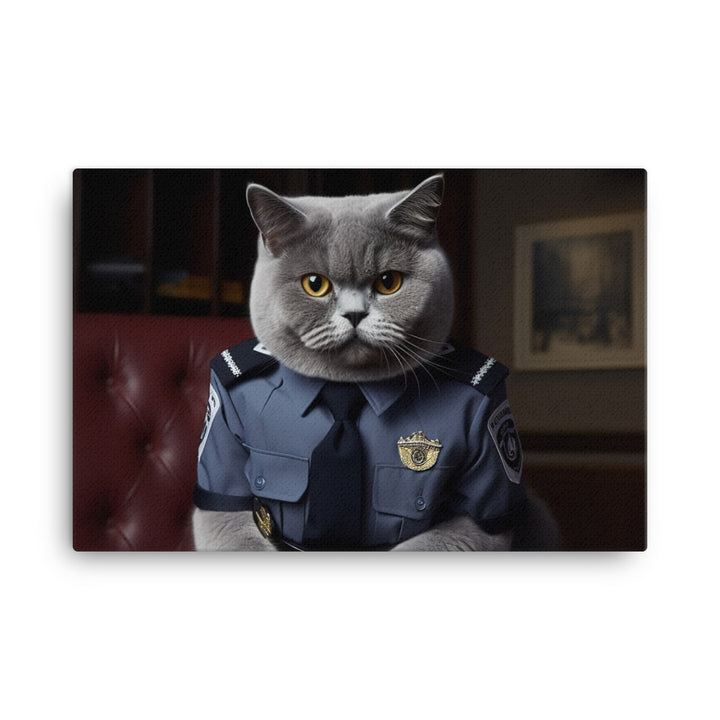 British Shorthair Security Officer Canvas - PosterfyAI.com