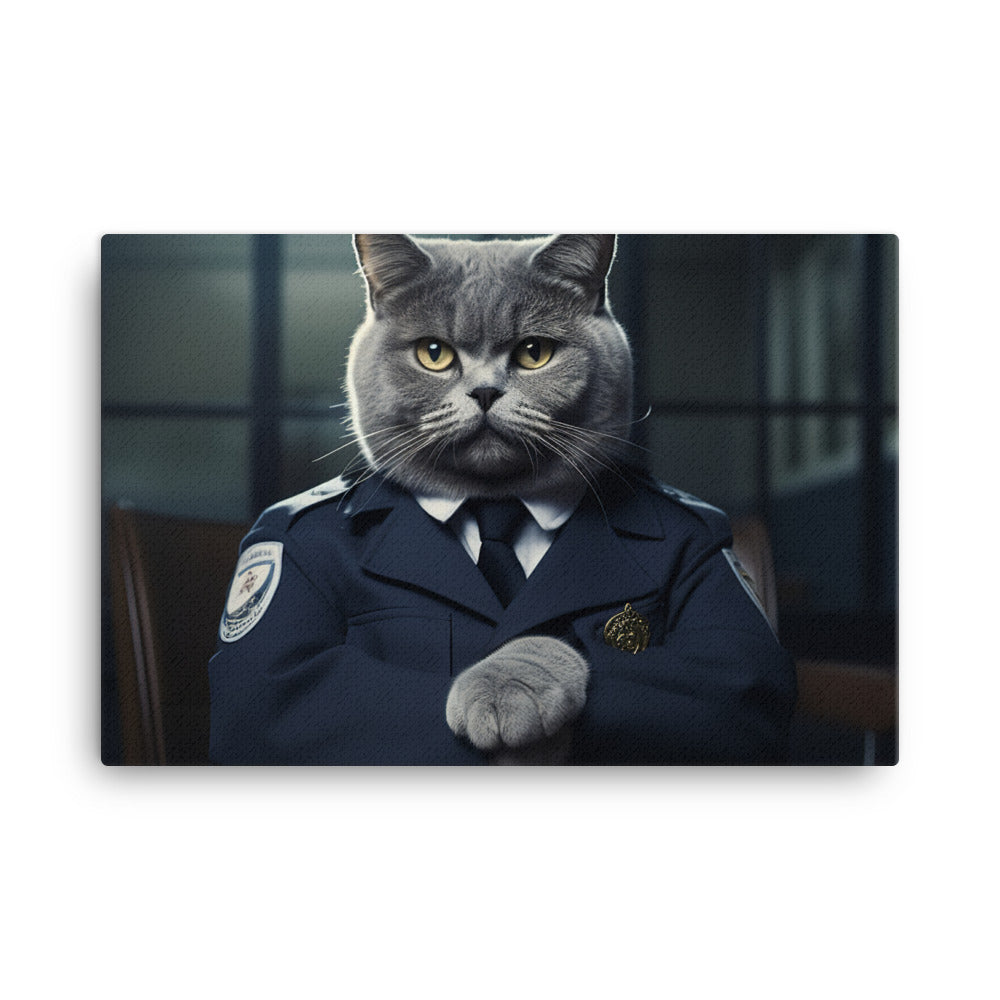 British Shorthair Prison Officer Canvas - PosterfyAI.com