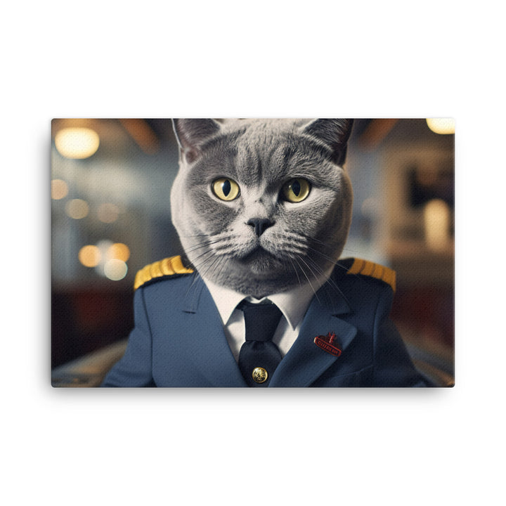 British Shorthair Pilot Canvas - PosterfyAI.com
