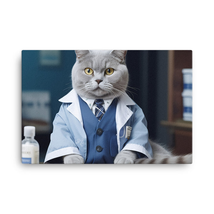 British Shorthair Pharmacist Canvas - PosterfyAI.com