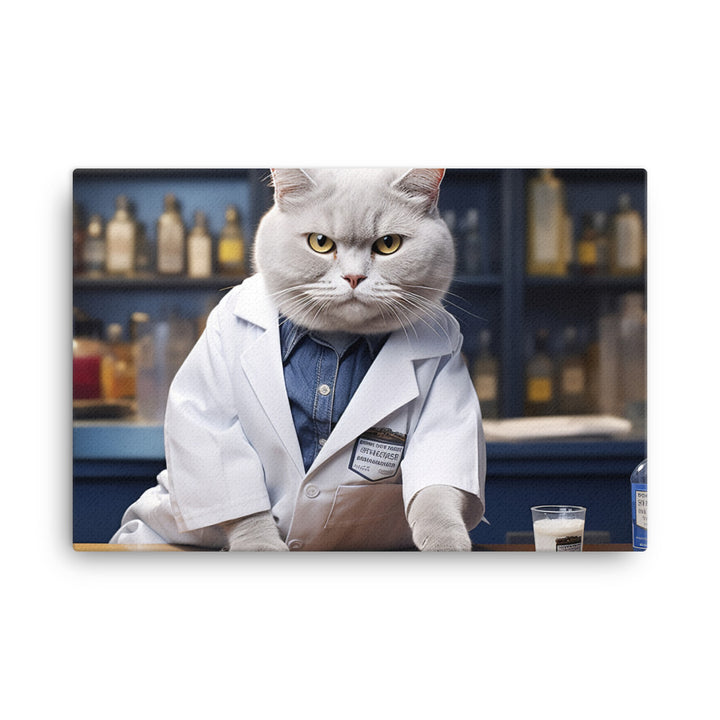 British Shorthair Pharmacist Canvas - PosterfyAI.com