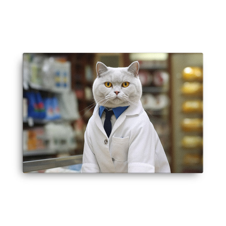 British Shorthair Pharmacist Canvas - PosterfyAI.com