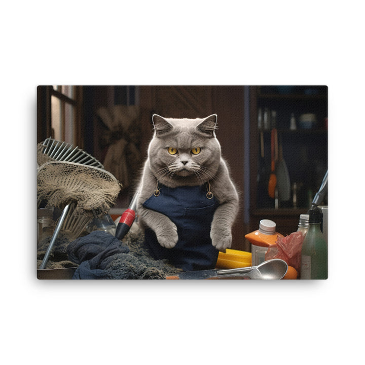 British Shorthair Janitor Canvas - PosterfyAI.com