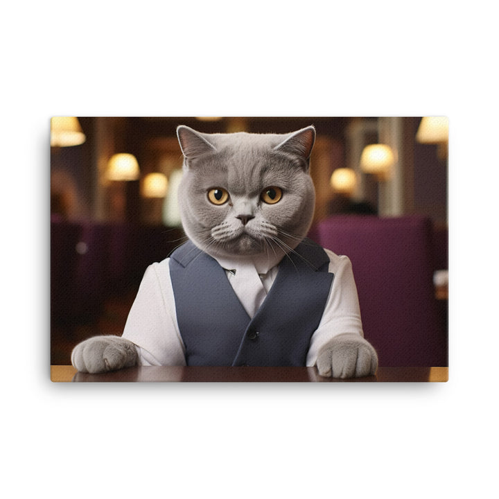 British Shorthair Hotel Staff Canvas - PosterfyAI.com
