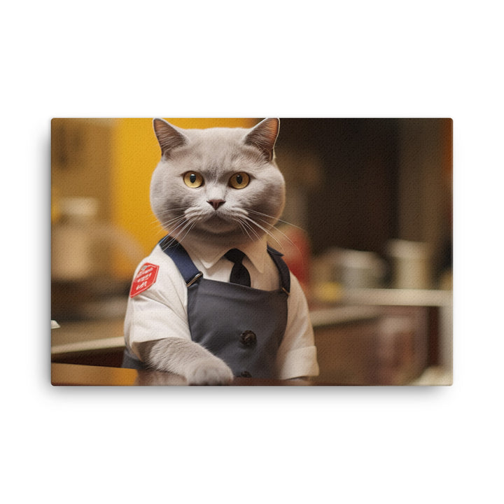British Shorthair Fast Food Crew Canvas - PosterfyAI.com