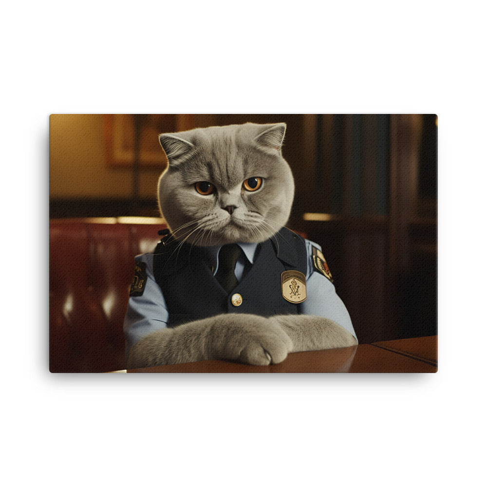 Scottish Fold Security Officer Canvas - PosterfyAI.com