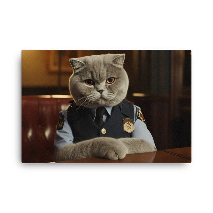 Scottish Fold Security Officer Canvas - PosterfyAI.com