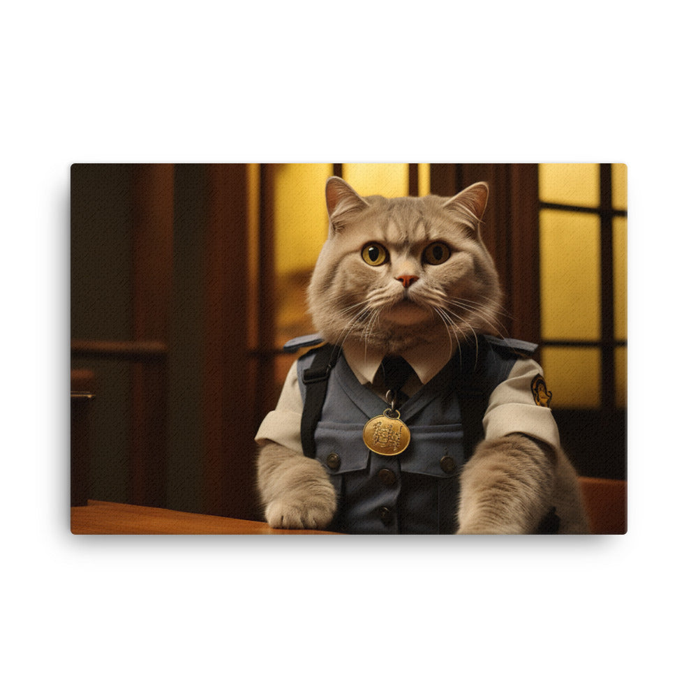 Scottish Fold Security Officer Canvas - PosterfyAI.com