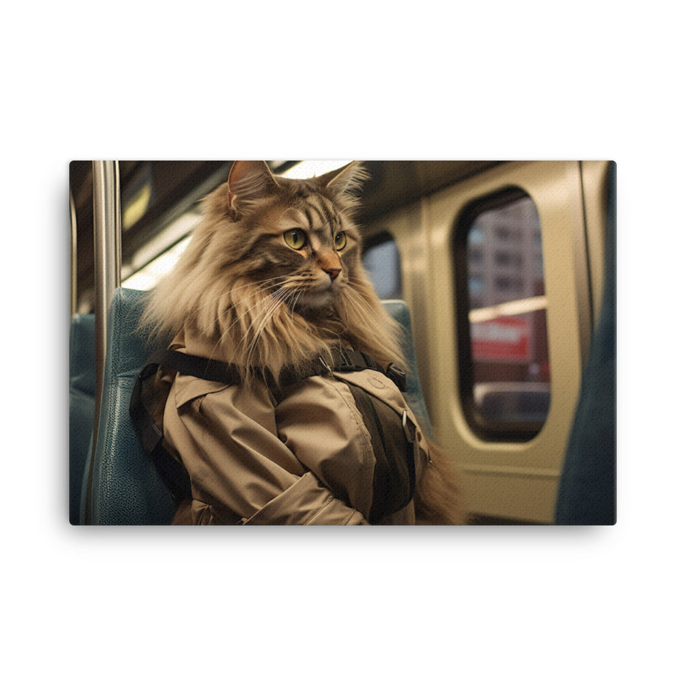 Maine Coon Transit Operator Canvas - PosterfyAI.com