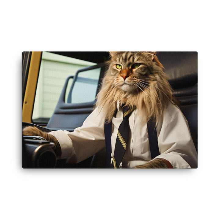Maine Coon Transit Operator Canvas - PosterfyAI.com