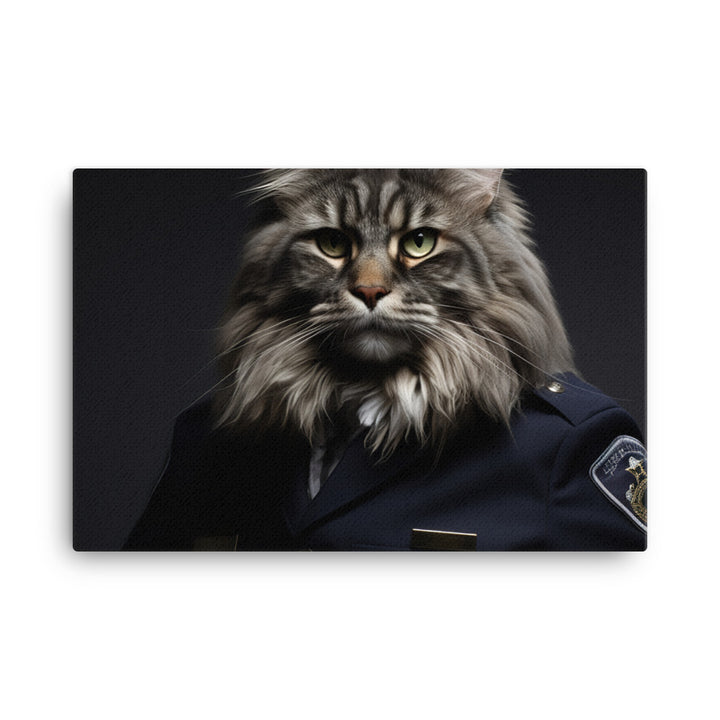 Maine Coon Security Officer Canvas - PosterfyAI.com