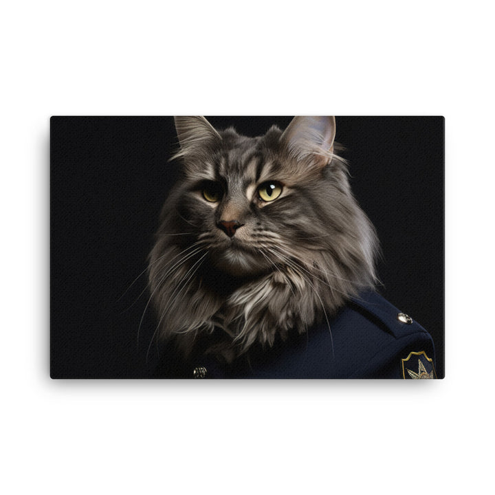 Maine Coon Security Officer Canvas - PosterfyAI.com