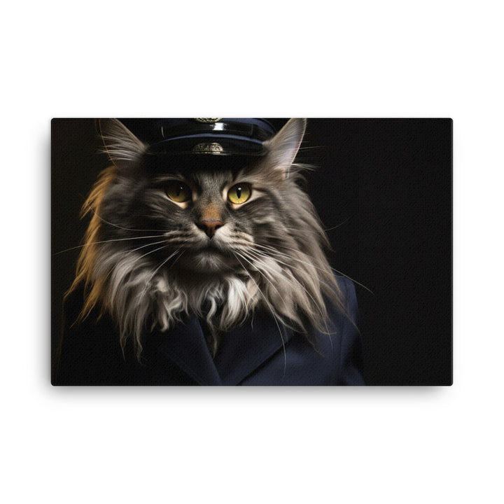 Maine Coon Security Officer Canvas - PosterfyAI.com