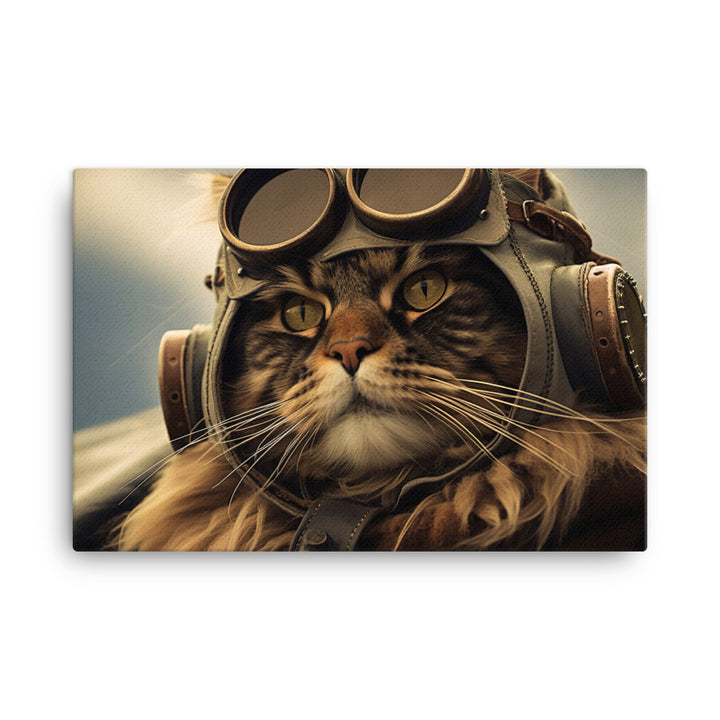 Maine Coon Pilot Canvas - PosterfyAI.com