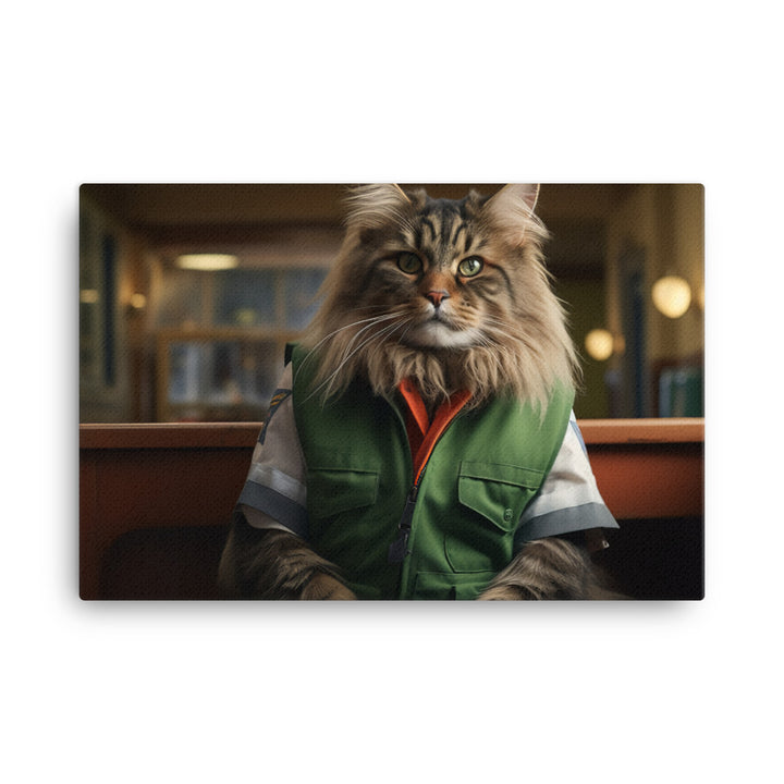 Maine Coon Janitor Canvas - PosterfyAI.com