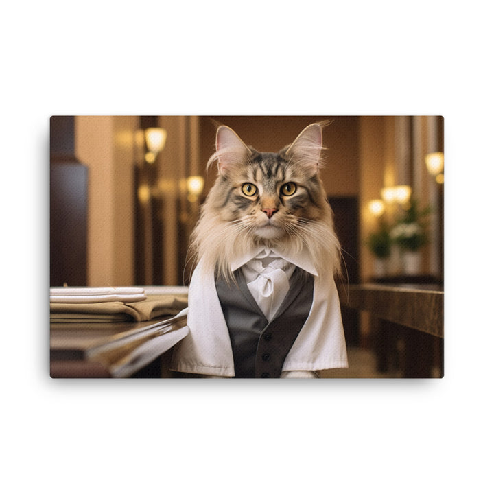 Maine Coon Hotel Staff Canvas - PosterfyAI.com