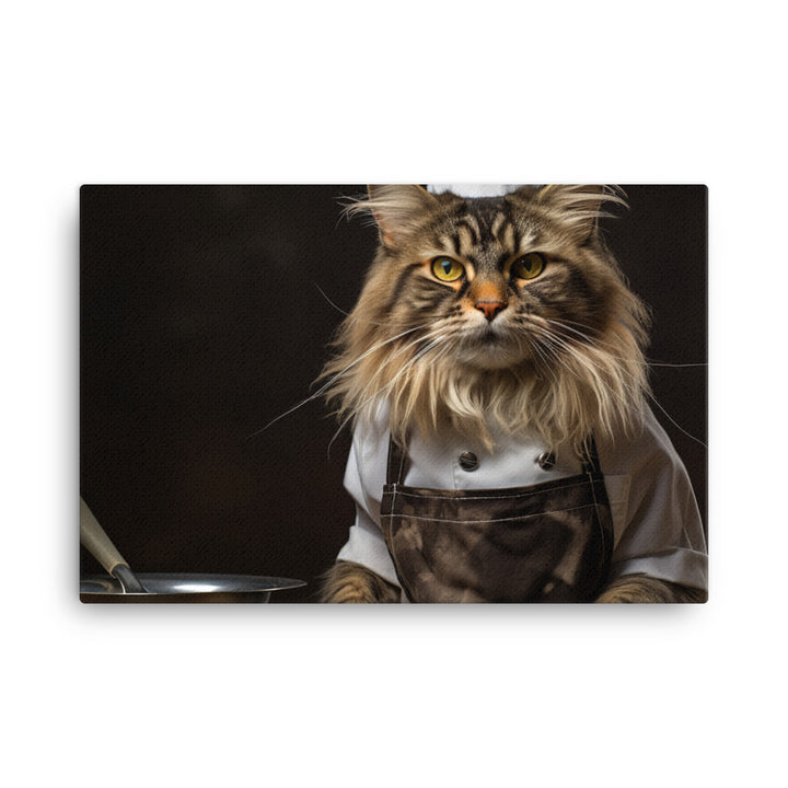 Maine Coon Chef Canvas - PosterfyAI.com