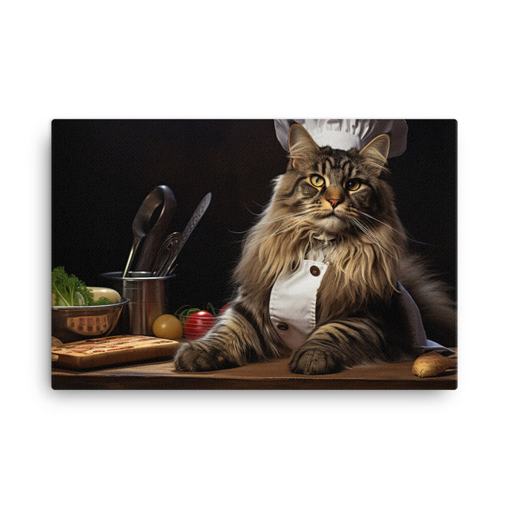 Maine Coon Chef Canvas - PosterfyAI.com