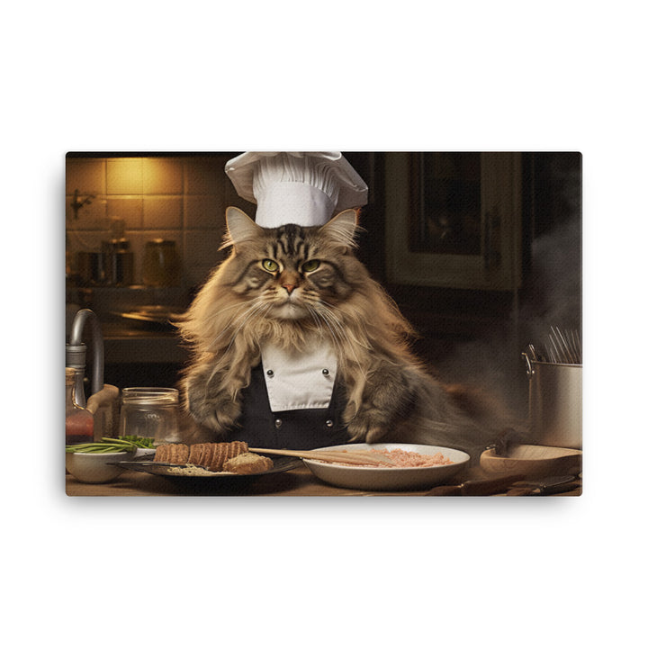 Maine Coon Chef Canvas - PosterfyAI.com