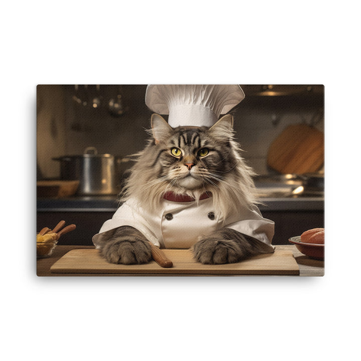 Maine Coon Chef Canvas - PosterfyAI.com