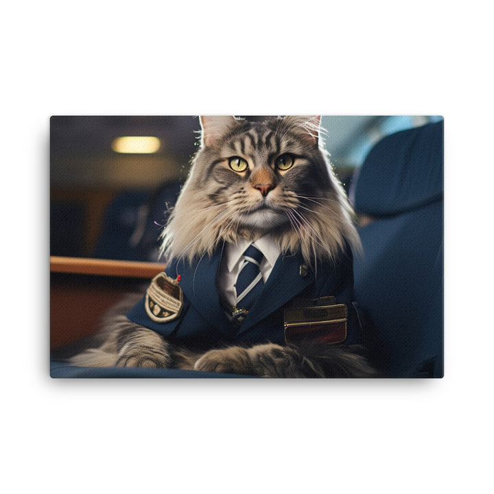 Maine Coon Pilot Canvas - PosterfyAI.com