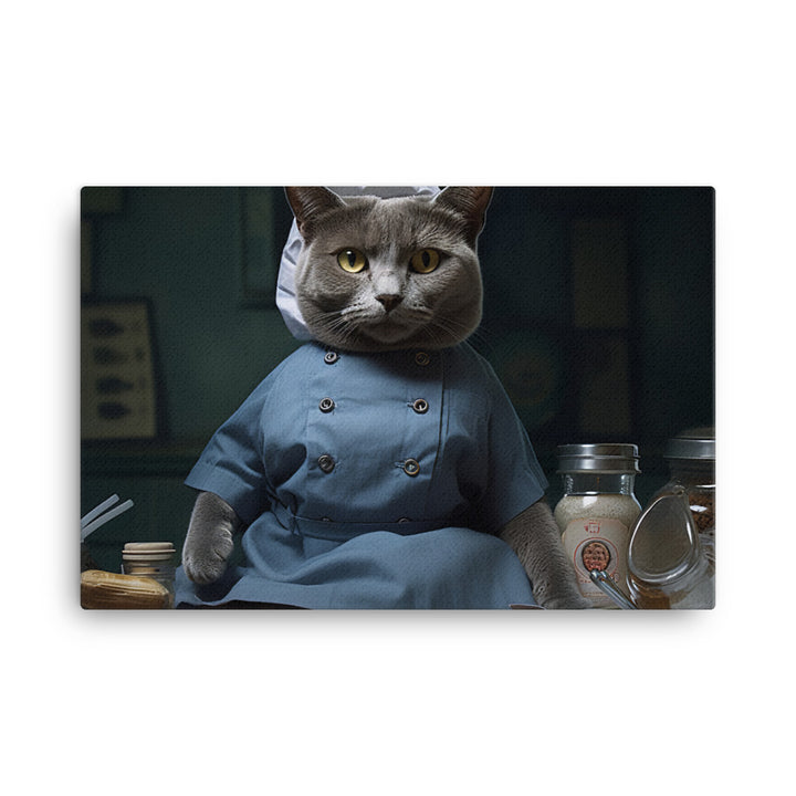 Russian Blue Nurse Canvas - PosterfyAI.com
