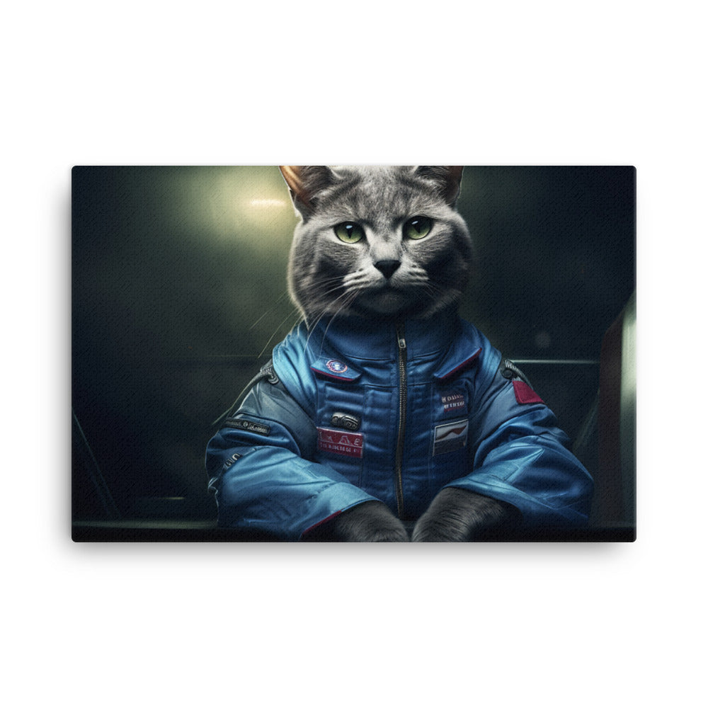 Russian Blue Motorsport Athlete Canvas - PosterfyAI.com