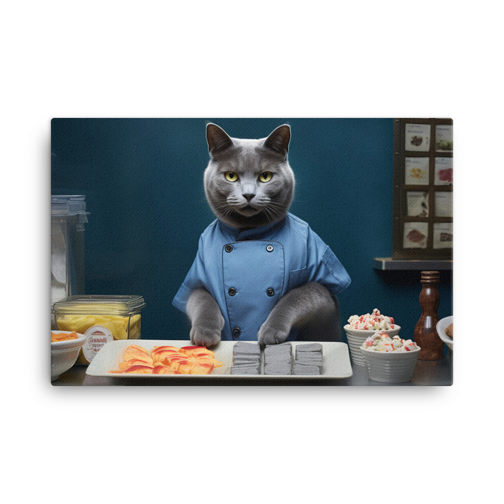 Russian Blue Fast Food Crew Canvas - PosterfyAI.com
