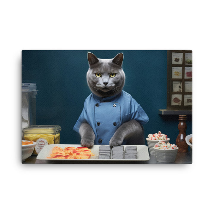 Russian Blue Fast Food Crew Canvas - PosterfyAI.com