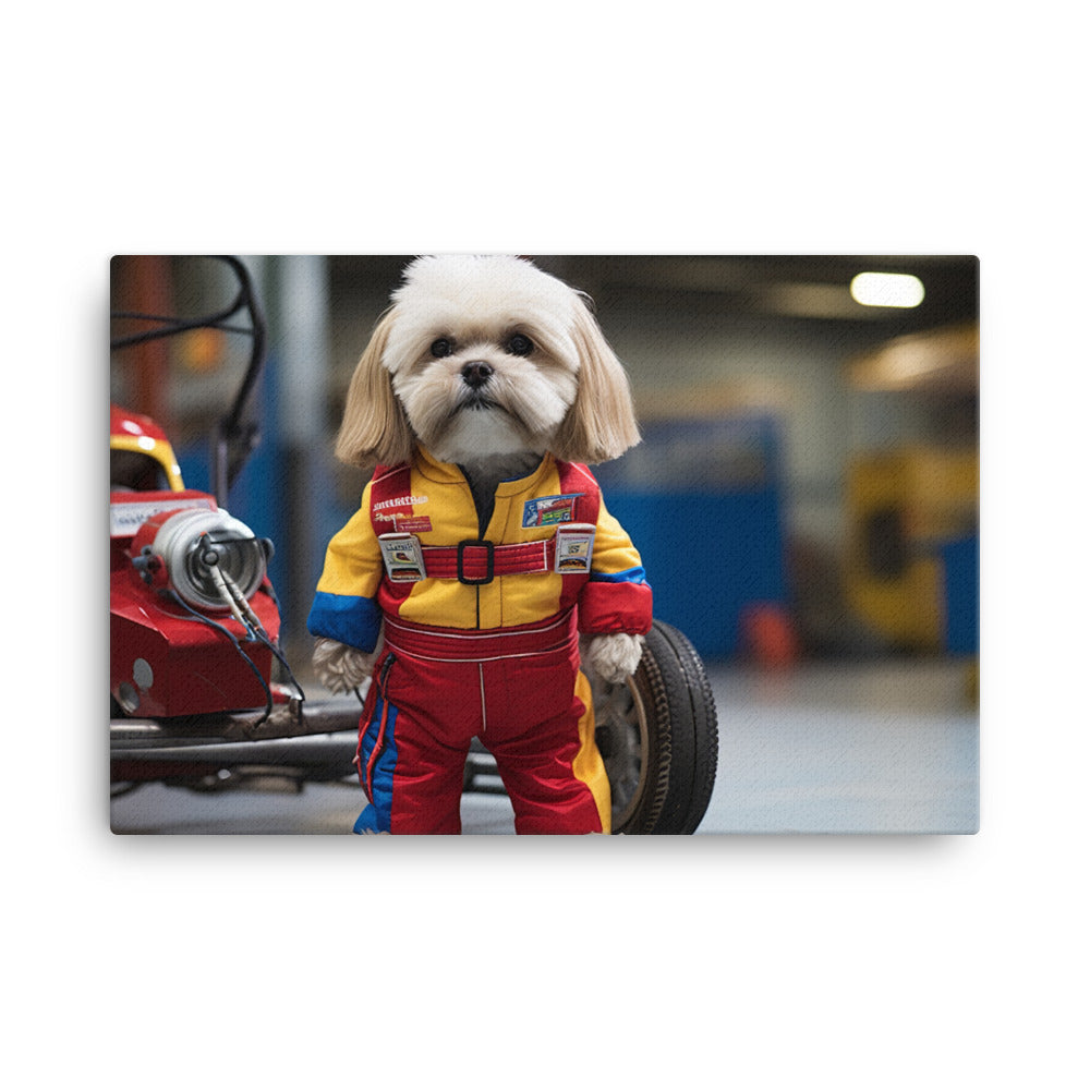 Lhasa Apso Motorsport Athlete Canvas - PosterfyAI.com
