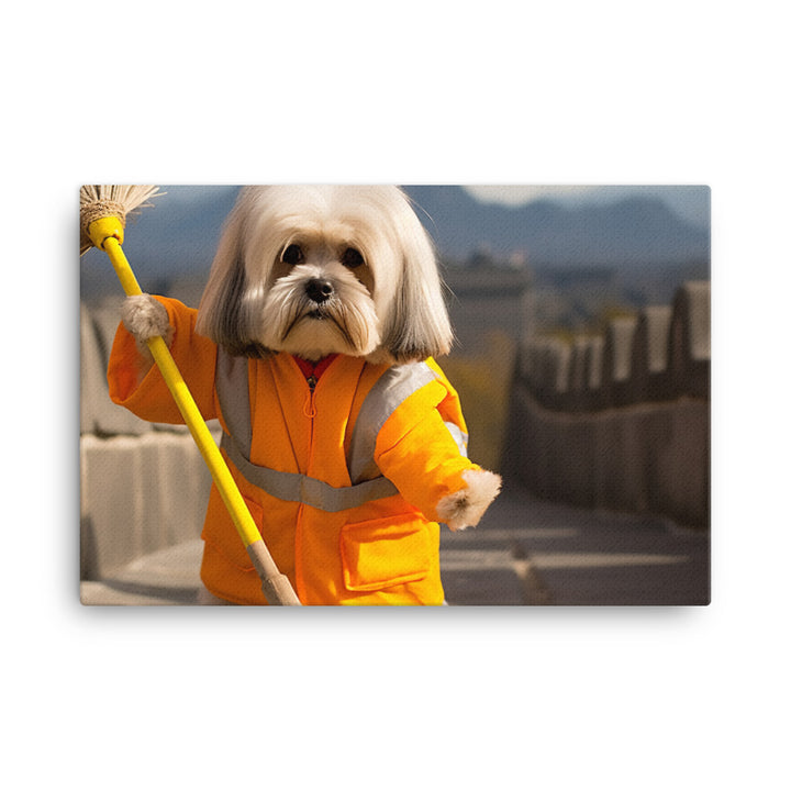 Lhasa Apso Janitor Canvas - PosterfyAI.com