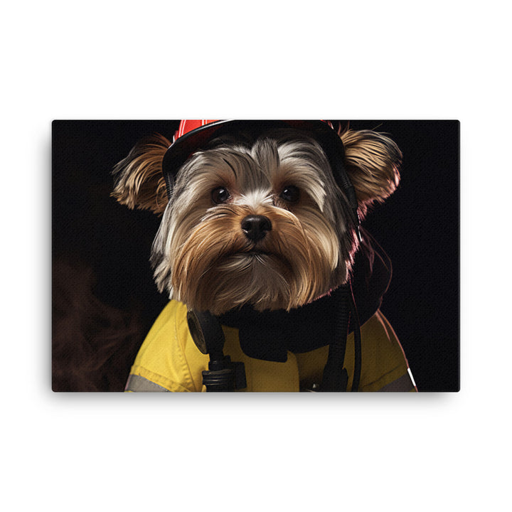 Yorkshire Terrier Firefighter Canvas - PosterfyAI.com