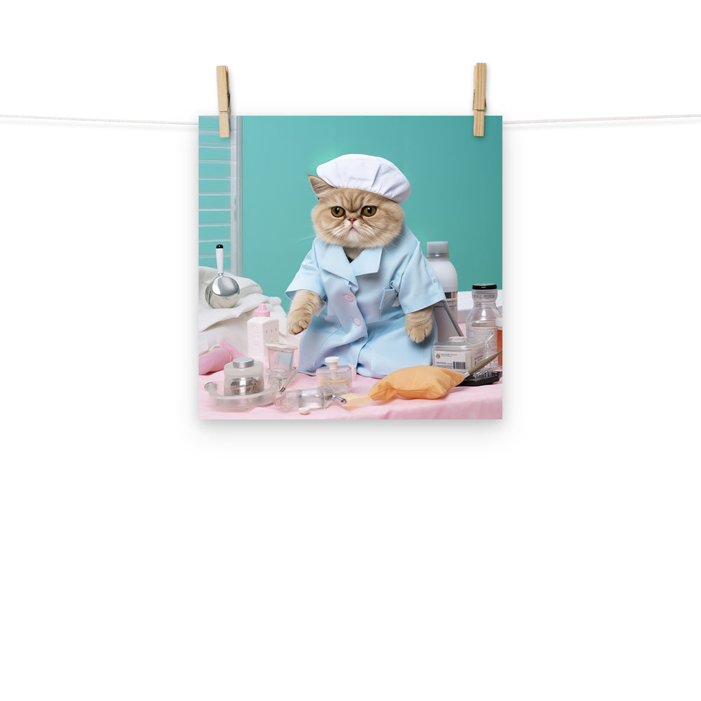Exotic Shorthair Nurse Photo paper poster - PosterfyAI.com
