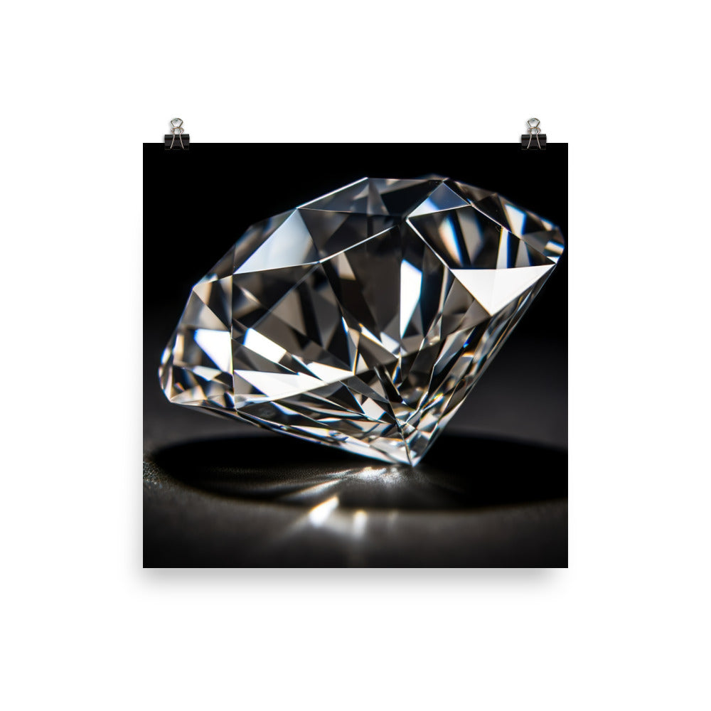 Elegant White Diamond on Black Velvet photo paper poster - Posterfy.AI