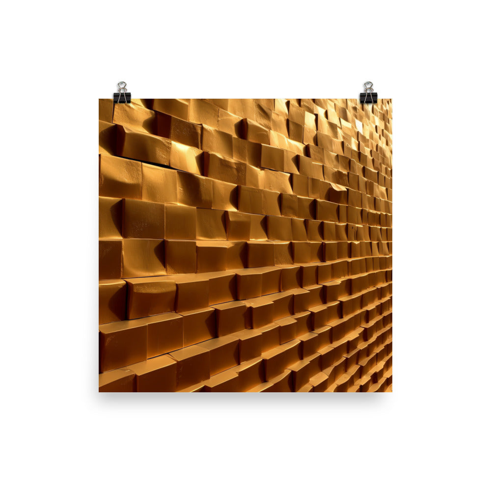 A wall made entirely of gold bricks photo paper poster - Posterfy.AI