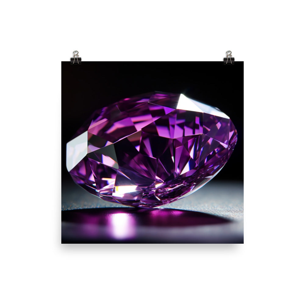 A vibrant purple diamond glimmers in the light photo paper poster - Posterfy.AI