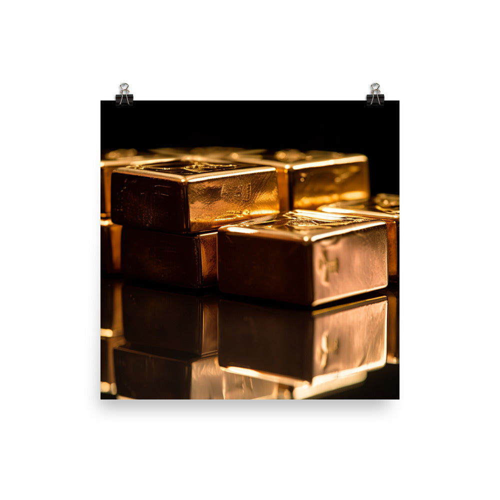 A stack of gold bricks photo paper poster - Posterfy.AI