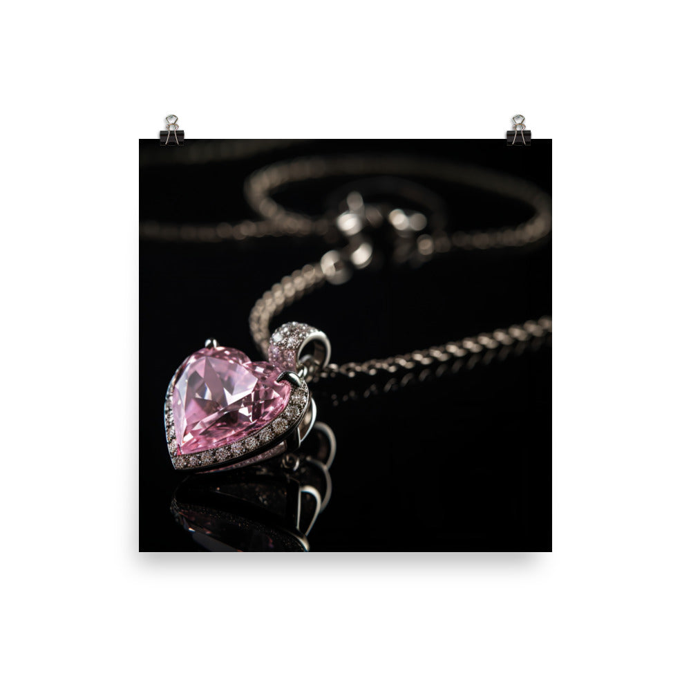 A pink diamond necklace photo paper poster - Posterfy.AI