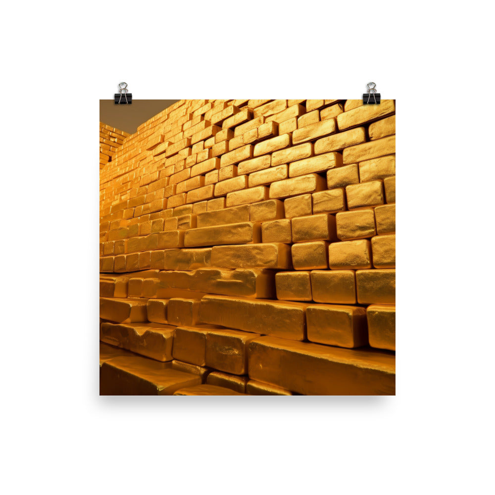 A large pile of gold bricks photo paper poster - Posterfy.AI
