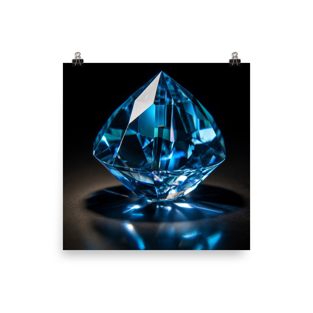 A brilliant blue diamond photo paper poster - Posterfy.AI