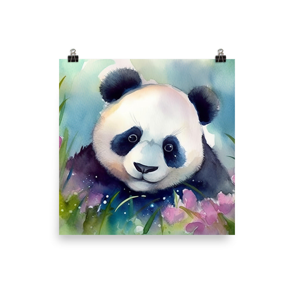 Pandas Dreamy Watercolor World photo paper poster - Posterfy.AI