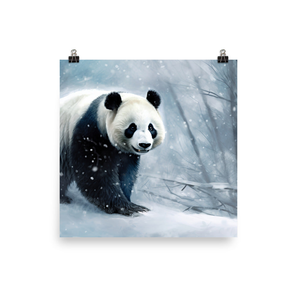 Panda in the Snow photo paper poster - Posterfy.AI