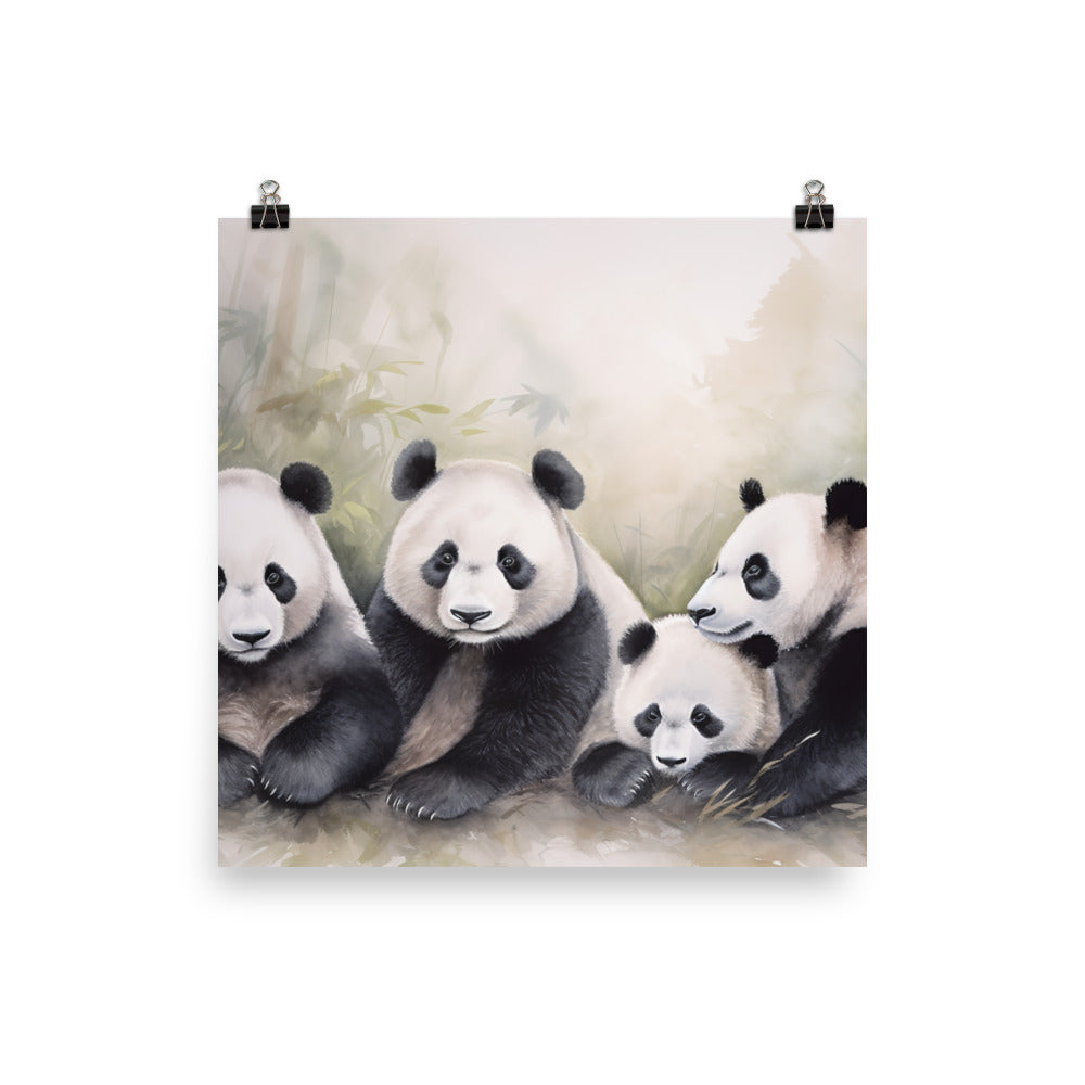 Panda Family Portrait photo paper poster - Posterfy.AI