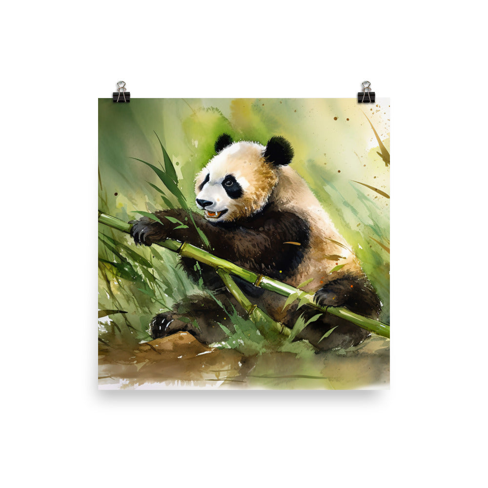 Panda Cub Snacking photo paper poster - Posterfy.AI