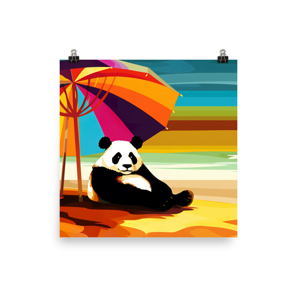 Deco Panda on the Beach photo paper poster - Posterfy.AI