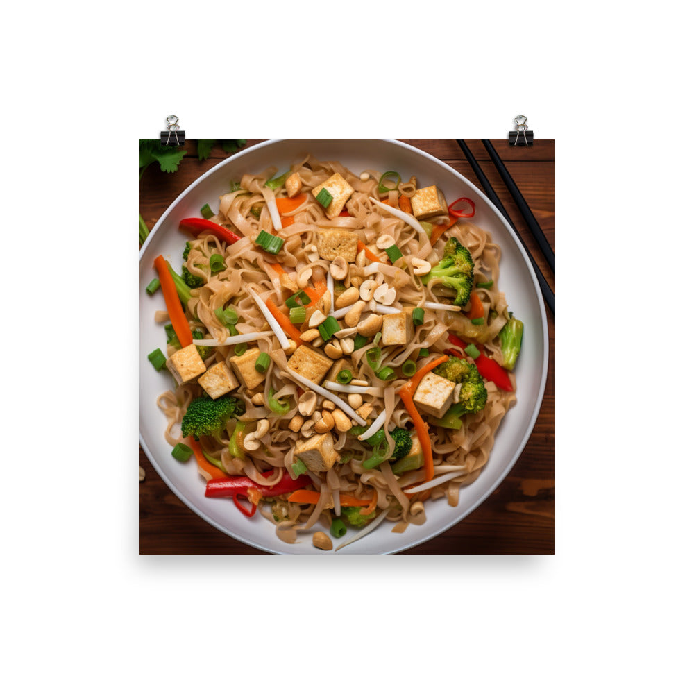 Vegetable Pad Thai with Tofu and Cashews photo paper poster - Posterfy.AI
