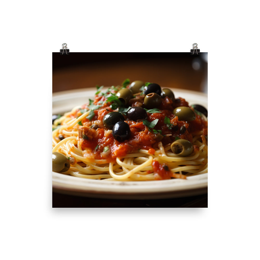 Spaghetti Puttanesca with Anchovies photo paper poster - Posterfy.AI
