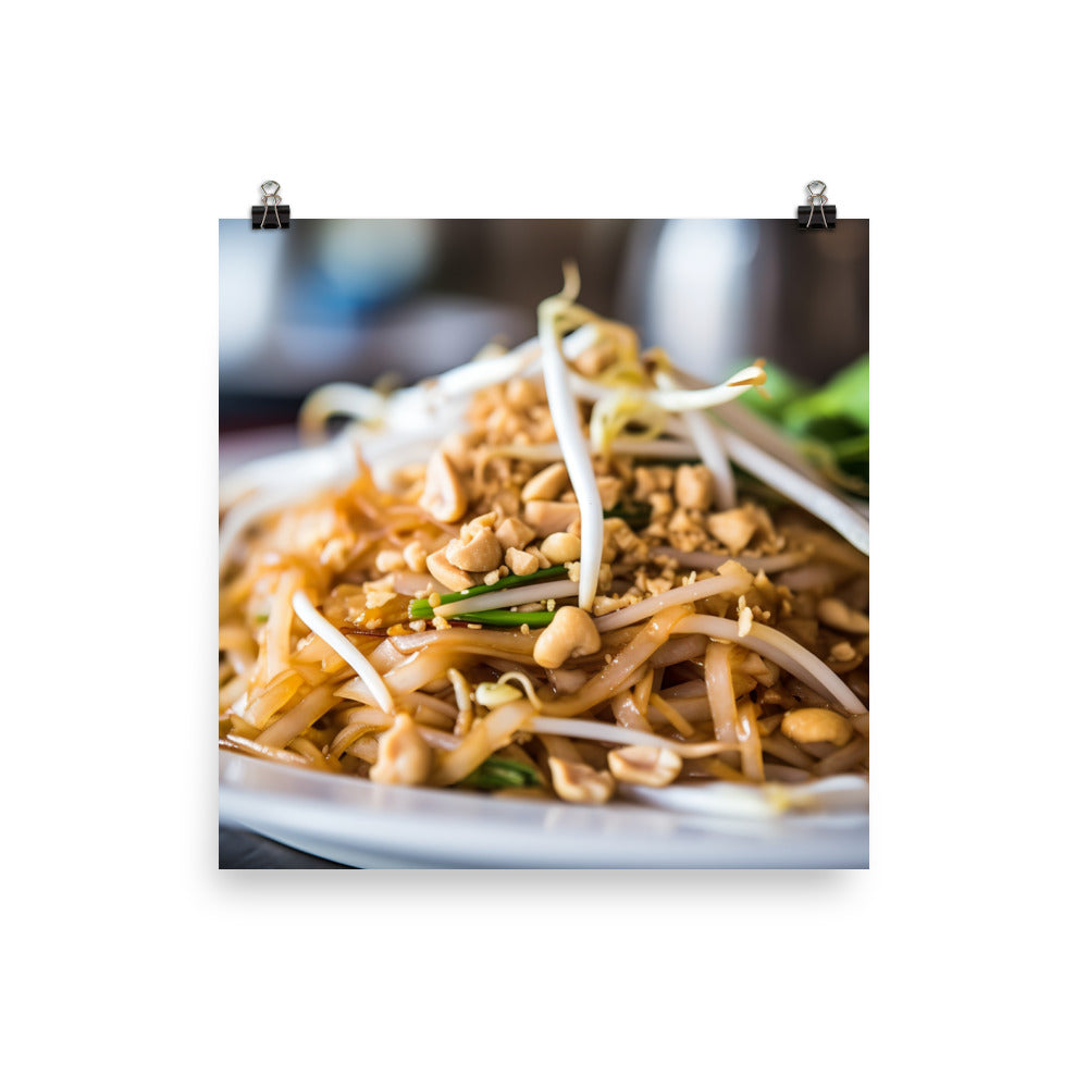 Pad Thai with Pork and Bean Sprouts photo paper poster - Posterfy.AI