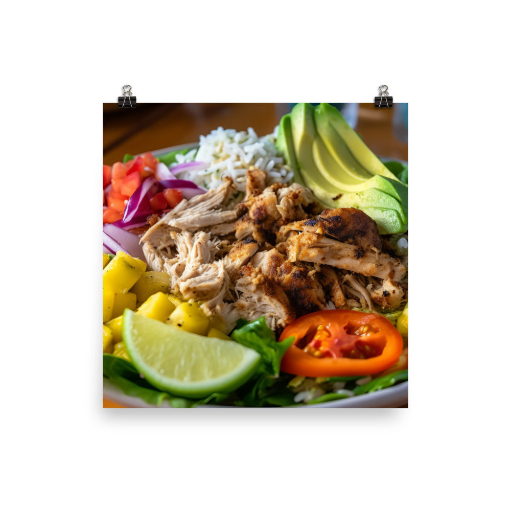 Jamaican Jerk Chicken Salad photo paper poster - Posterfy.AI